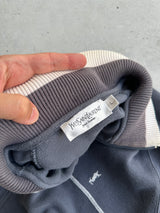 YSL Embroidered Logo Ribbed Zip Up Jumper (L)
