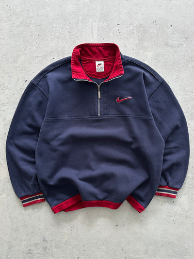 90's Nike Embroidered Swoosh 1/4 Zip Pullover Sweatshirt (L)