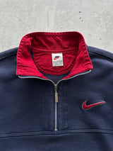 90's Nike Embroidered Swoosh 1/4 Zip Pullover Sweatshirt (L)