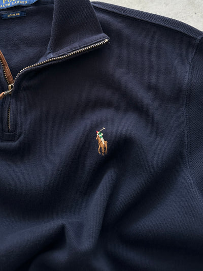 Ralph Lauren 1/4 Zip Ribbed Pullover Jumper (M)