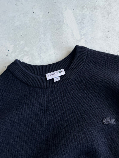 Lacoste chunky Merino Wool Crewneck Ribbed Jumper (M)