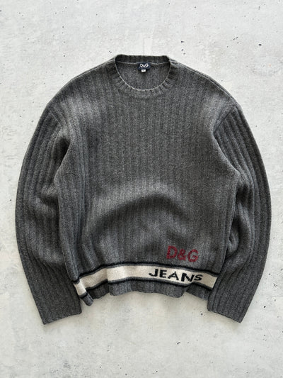 Vintage Dolce & Gabbana Spell Out Wool ribbed Knit Jumper (L)