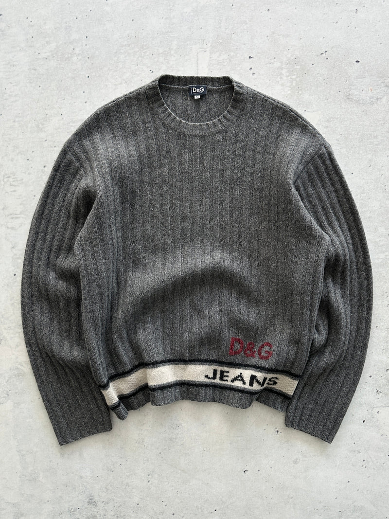 Vintage Dolce & Gabbana Spell Out Wool ribbed Knit Jumper (L)