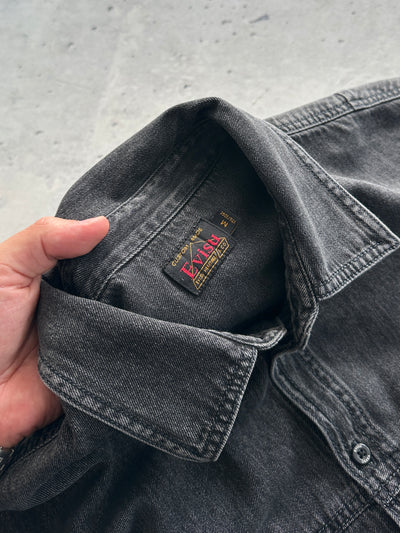Evisu Heavyweight denim embroidered Long Sleeve Shirt (L)