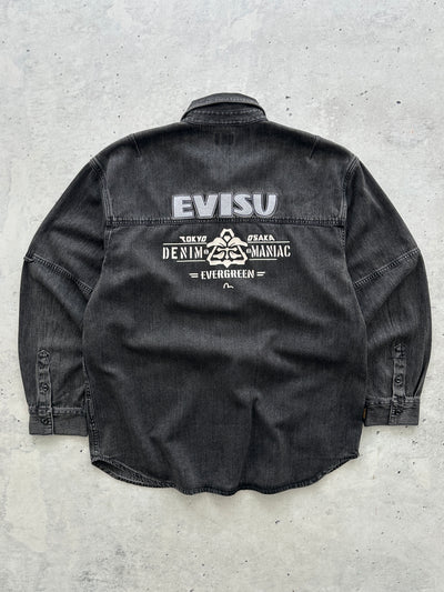 Evisu Heavyweight denim embroidered Long Sleeve Shirt (L)