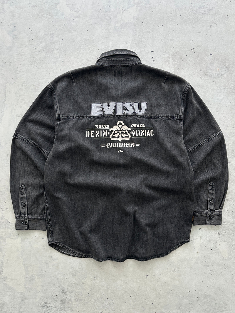 Evisu Heavyweight denim embroidered Long Sleeve Shirt (L)