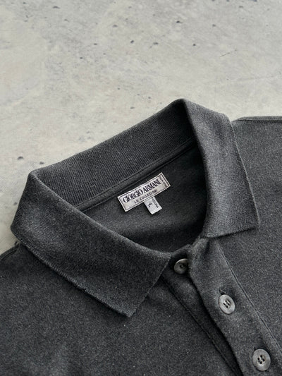 Vintage Giorgio Armani Embroidered Logo Long Sleeve Polo Shirt (L)