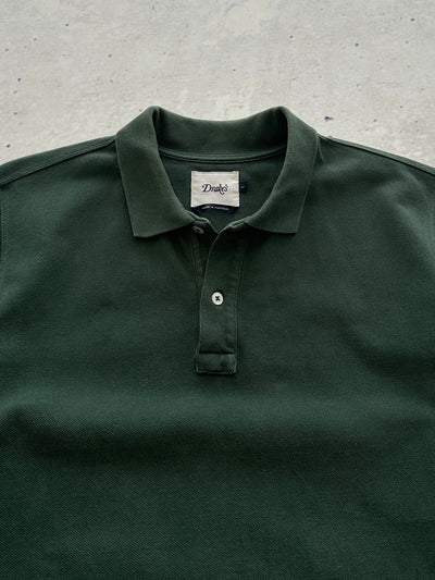 Drake's pique cotton Heavyweight Long Sleeve Polo Shirt (L)