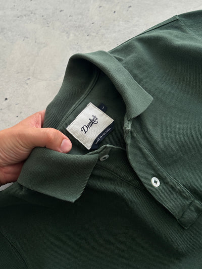 Drake's pique cotton Heavyweight Long Sleeve Polo Shirt (L)