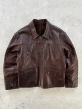 Vintage Vera Pelle Italian Leather Zip Up Jacket (L)