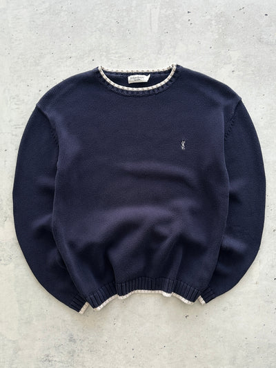 00's YSL Embroidered Logo Crewneck Knit Jumper (L)