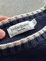 00's YSL Embroidered Logo Crewneck Knit Jumper (L)