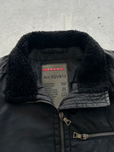 00's Prada Sport Shearling Collar Nylon Zip Up Jacket (S)