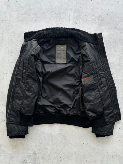 00's Prada Sport Shearling Collar Nylon Zip Up Jacket (S)