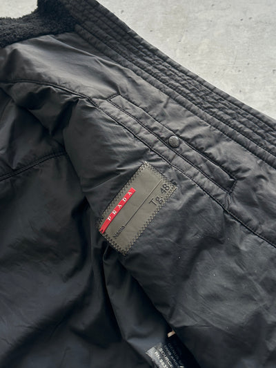 00's Prada Sport Shearling Collar Nylon Zip Up Jacket (S)