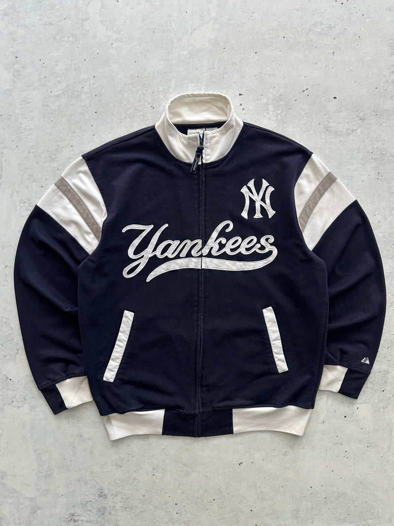 Vintage NY Yankees Spell Out Zip Up Track Jacket (L)
