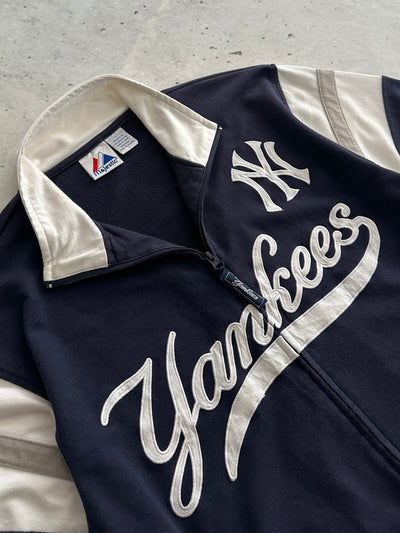 Vintage NY Yankees Spell Out Zip Up Track Jacket (L)