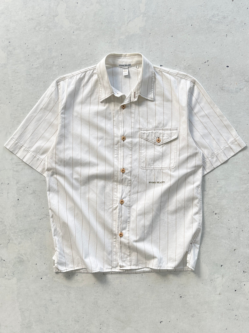 00's Stone Island Vertical Stripe spell out Shirt (M)