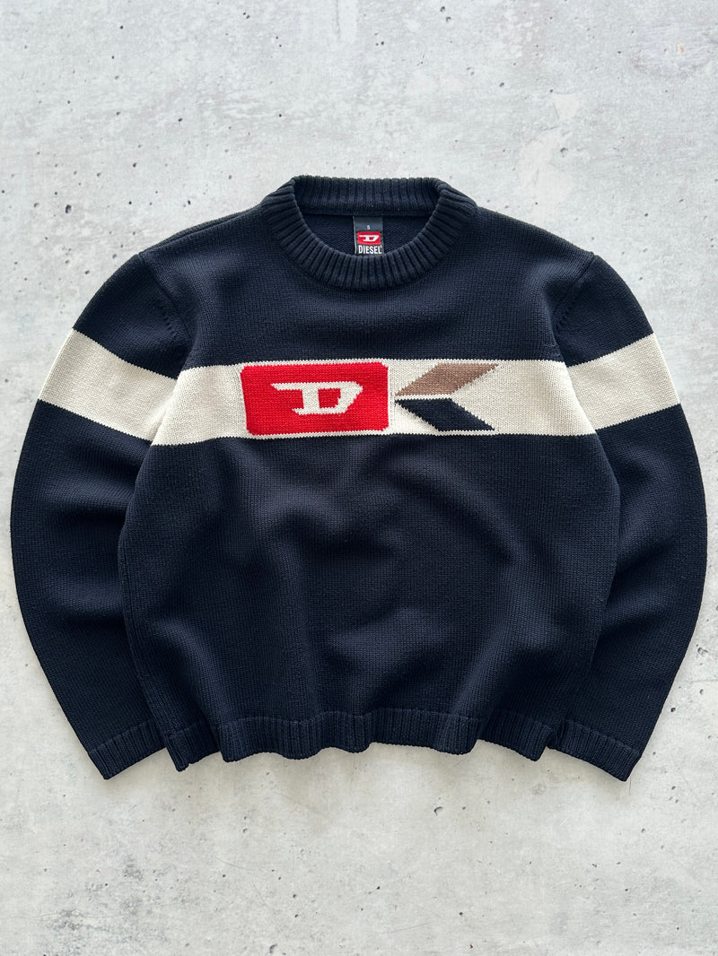 Vintage Diesel 'D Logo' Chunky Crewneck Knit Jumper (S)