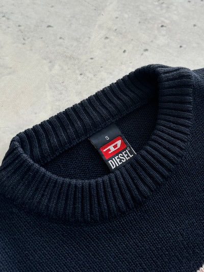 Vintage Diesel 'D Logo' Chunky Crewneck Knit Jumper (S)