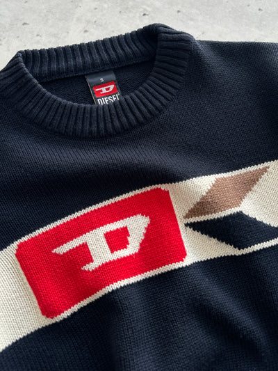 Vintage Diesel 'D Logo' Chunky Crewneck Knit Jumper (S)