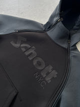 Schott NYC Asymmetrical Zip Neoprene Balaclava Hoodie (S)