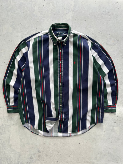 90's Ralph Lauren Blaire Vertical Stripe Shirt (XXL)