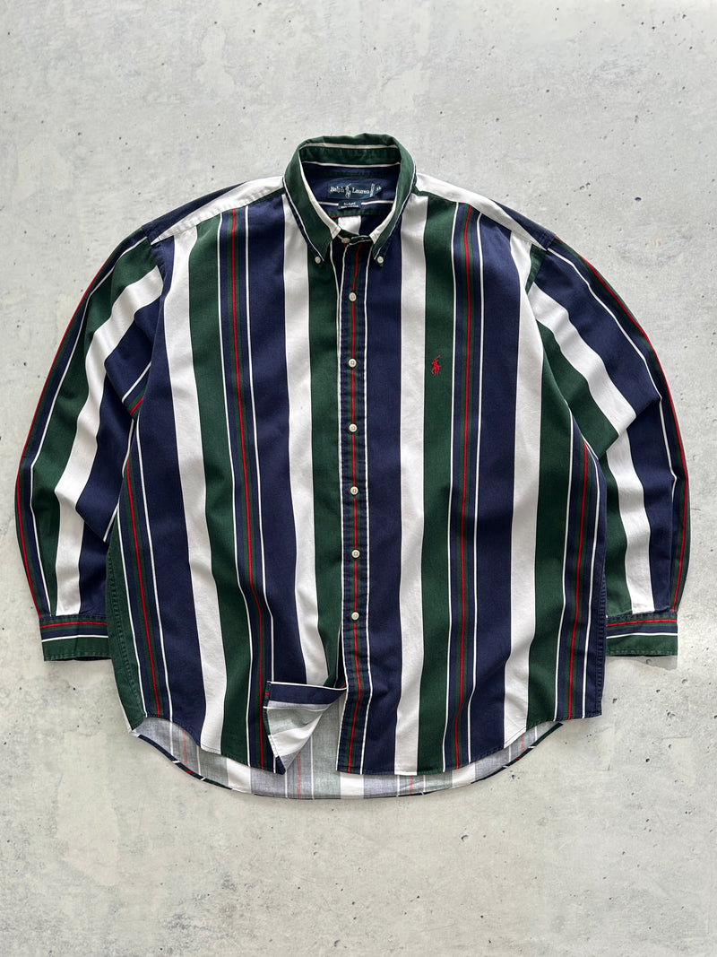 90's Ralph Lauren Blaire Vertical Stripe Shirt (XXL)