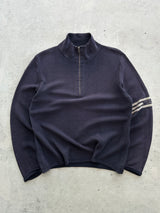 00's Stone Island Denims Loose Knit 1/4 Zip Jumper (L)