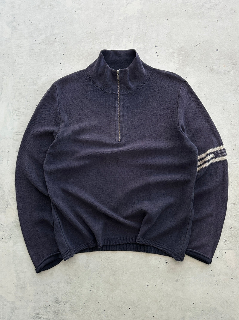 00's Stone Island Denims Loose Knit 1/4 Zip Jumper (L)
