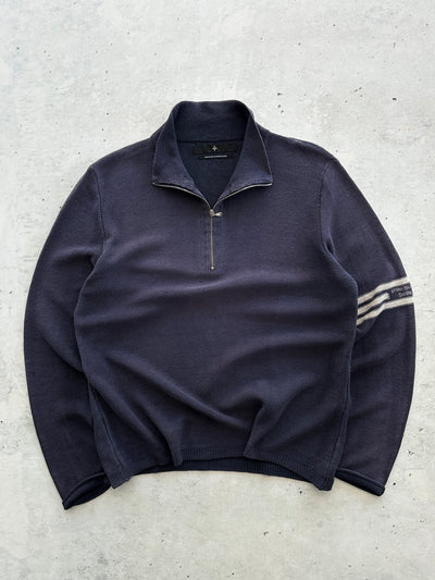 00's Stone Island Denims Loose Knit 1/4 Zip Jumper (L)