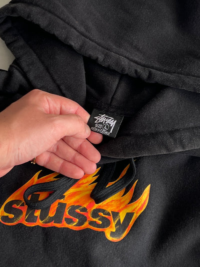 Stussy Flames Heavyweight Pullover Hoodie (L)