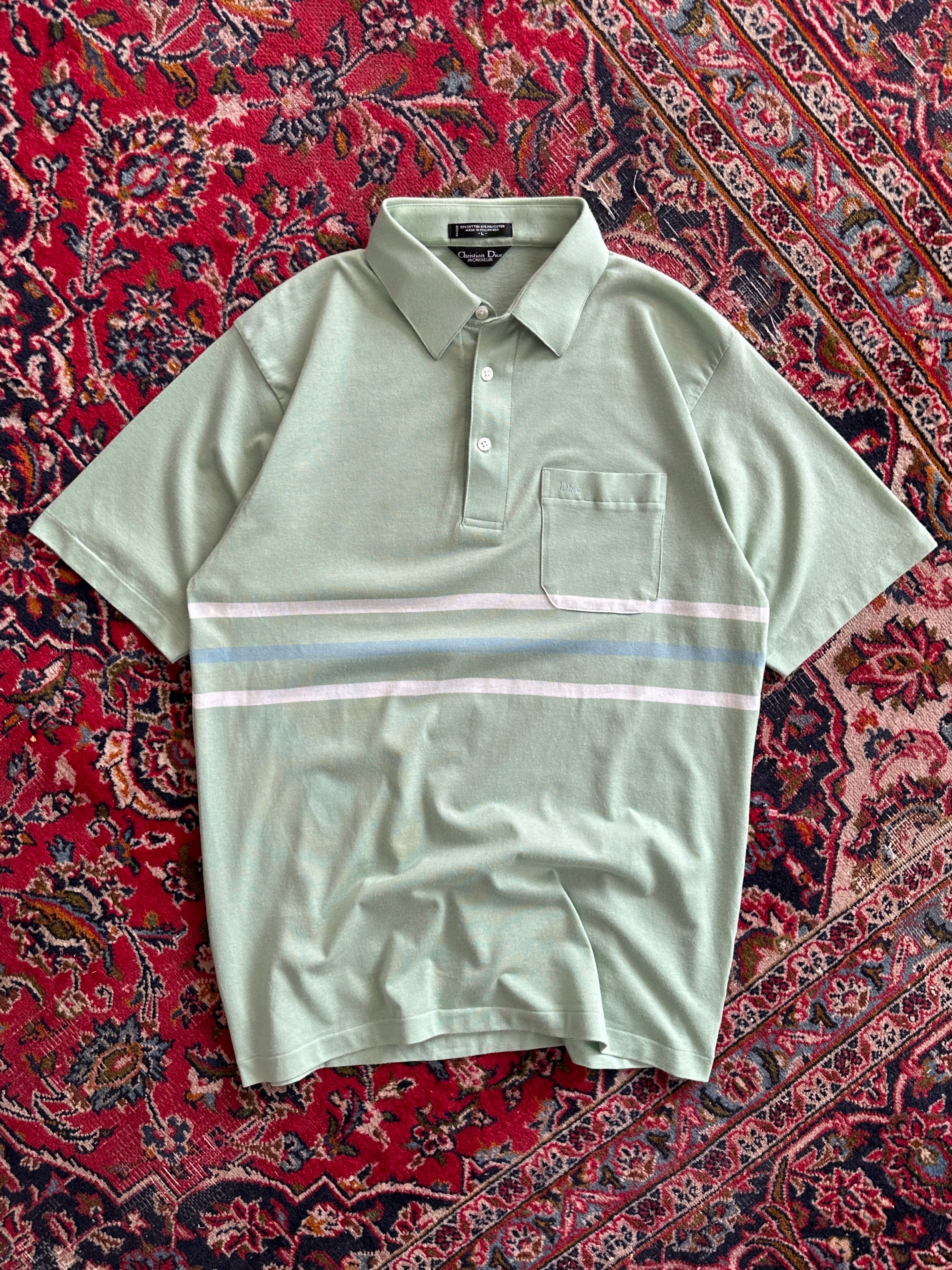 90's Christian Dior centre stripe polo shirt (L) – Smooth Cactus