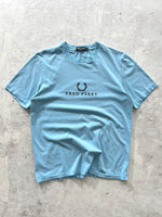 00's Fred Perry embroidered spell out T shirt (S)