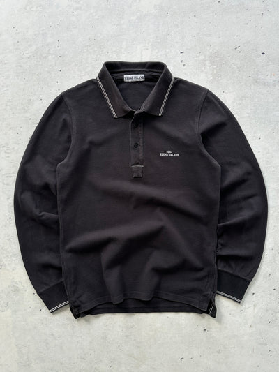 AW/08 Stone Island Spell Out Long Sleeve Polo Shirt (S)