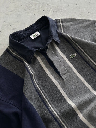 Lacoste Vertical Stripe Long Sleeve Polo Shirt (XXL)
