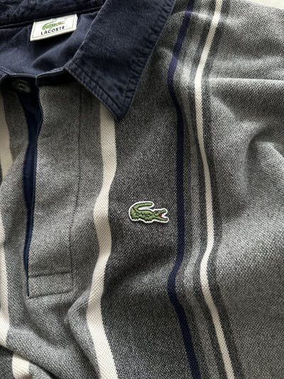 Lacoste Vertical Stripe Long Sleeve Polo Shirt (XXL)