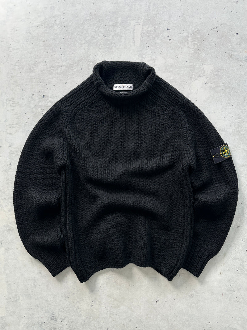 AW/03 Stone Island Chunky Wool Knit Mock Neck Jumper (S)
