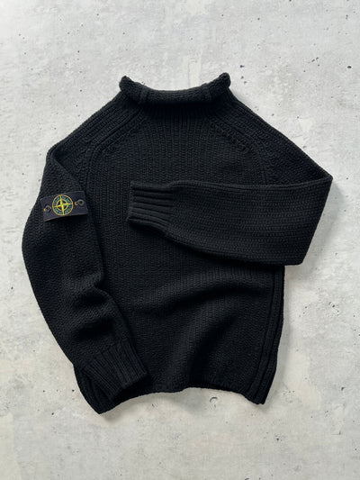 AW/03 Stone Island Chunky Wool Knit Mock Neck Jumper (S)
