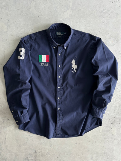 90's Ralph Lauren Italy Big Logo Long Sleeve Shirt (XXL)