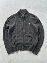 Ralph Lauren Cable Knit Zip Up Jumper (Women's XL)