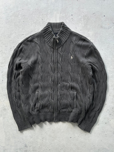 Ralph Lauren Cable Knit Zip Up Jumper (Women's XL)