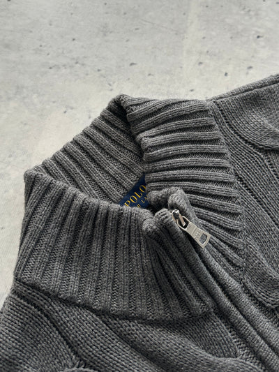 Ralph Lauren Cable Knit Zip Up Jumper (Women's XL)