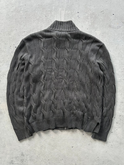 Ralph Lauren Cable Knit Zip Up Jumper (Women's XL)