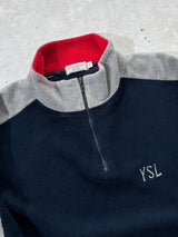 YSL Embroidered Logo 1/4 Zip Pullover Fleece (XL)