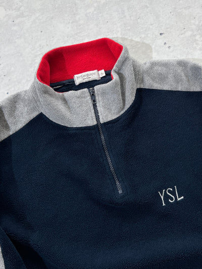 YSL Embroidered Logo 1/4 Zip Pullover Fleece (XL)
