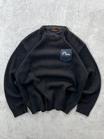 00's Evisu ribbed Gull Wing Chunky Knit Jumper (S)