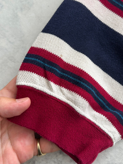 80's Chemise Lacoste Waffle Stripe Pullover Jumper (M)