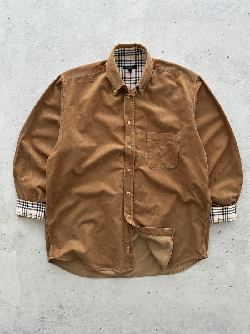 00's Burberry Nova Check Corduroy Long Sleeve Shirt (L)