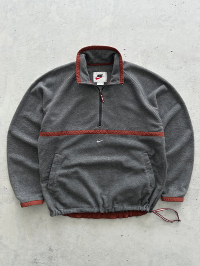 90's Nike Centre Swoosh 1/4 Zip Pullover Fleece (XL)